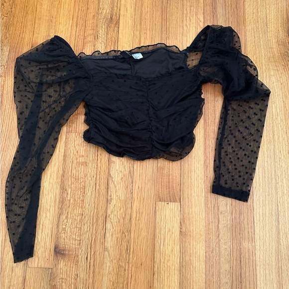 H&M sheer puff sleeves crop top size L(O) - Picture 3 of 12